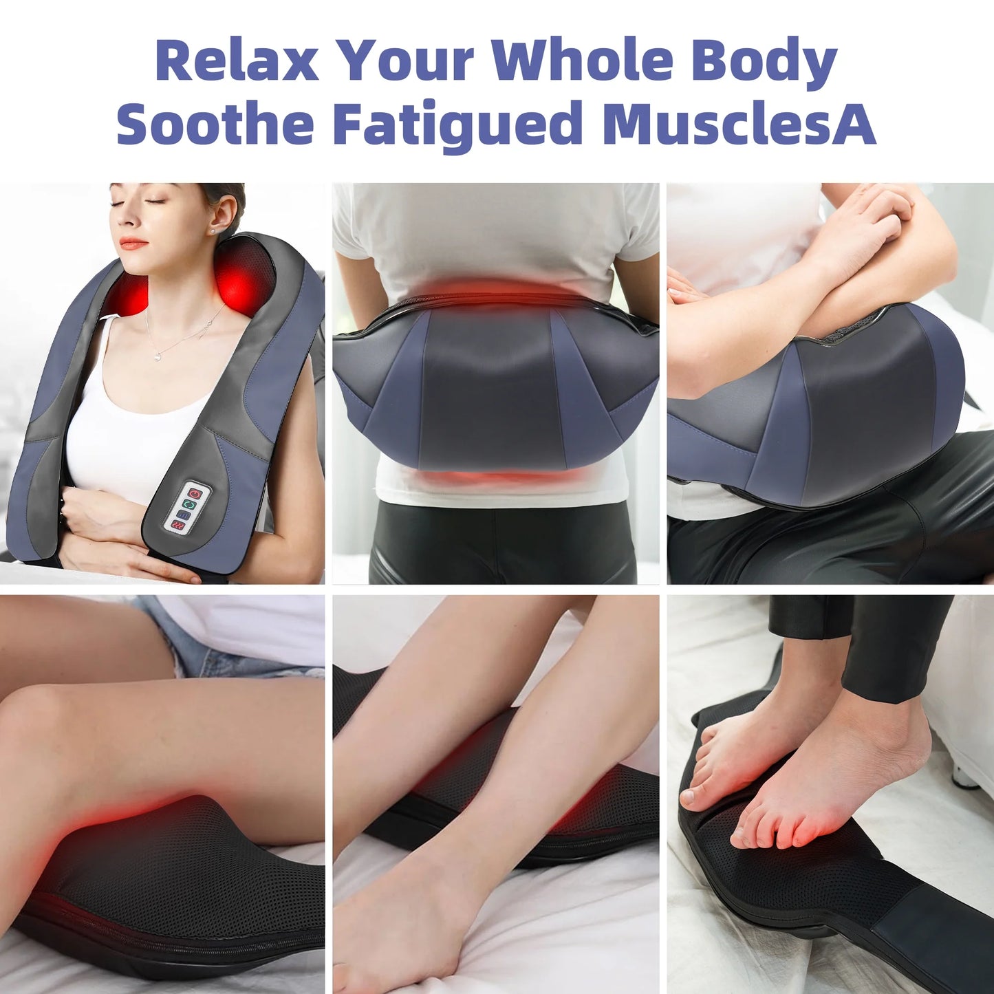 Shiatsu Back Neck and Shoulder Massager with Heat, Deep Tissue 3D Kneading Pillow, Electric Full Body Massager, Body Muscle Pain Relief