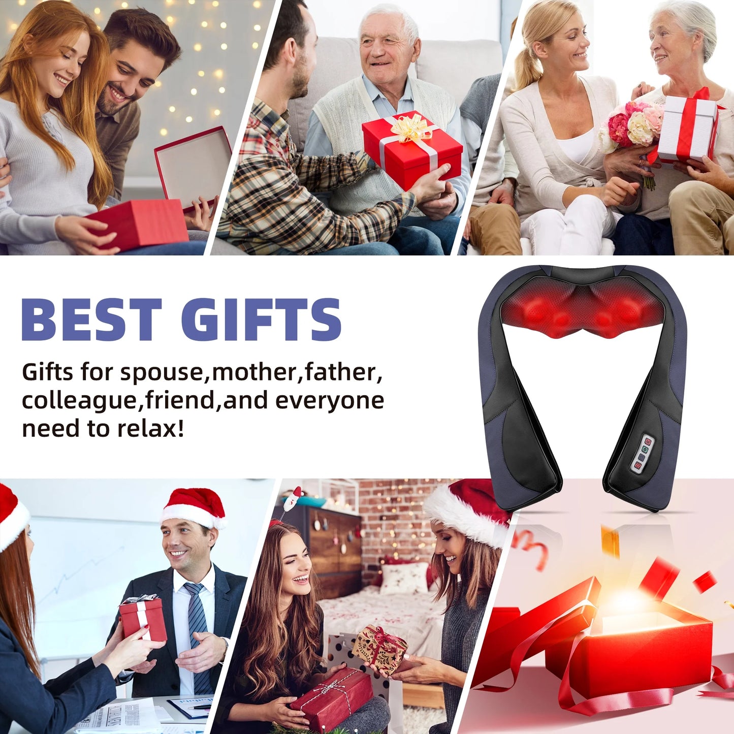 Shiatsu Back Neck and Shoulder Massager with Heat, Deep Tissue 3D Kneading Pillow, Electric Full Body Massager, Body Muscle Pain Relief