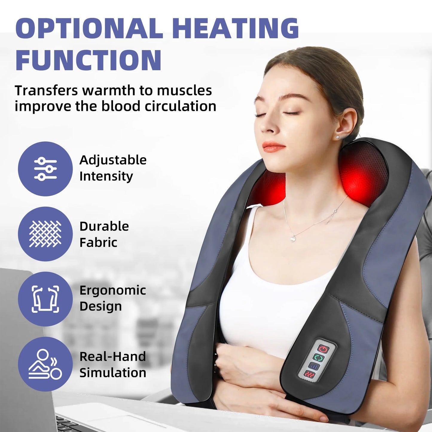 Shiatsu Back Neck and Shoulder Massager with Heat, Deep Tissue 3D Kneading Pillow, Electric Full Body Massager, Body Muscle Pain Relief