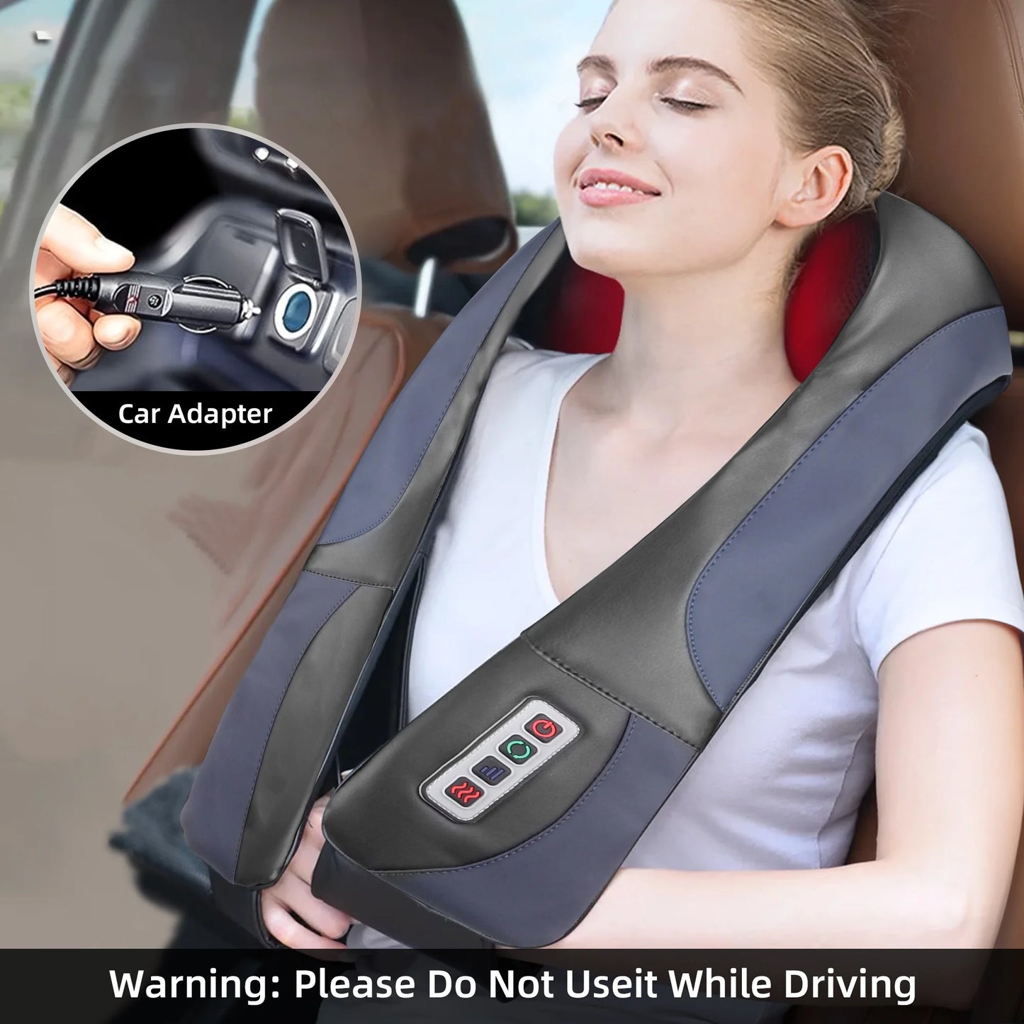 Shiatsu Back Neck and Shoulder Massager with Heat, Deep Tissue 3D Kneading Pillow, Electric Full Body Massager, Body Muscle Pain Relief