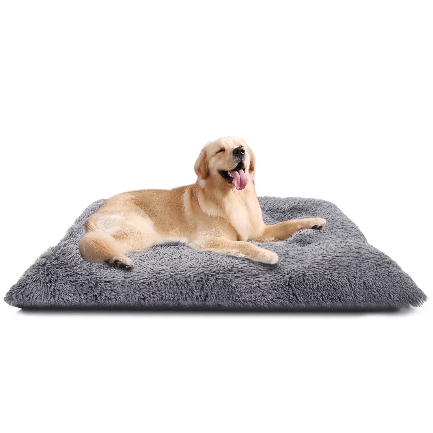 Large Dog Bed, Plush Fluffy Dog Cage Bed up to 65Lb, Orthopedic Dog Bed Washable Dog Mat with Non Slip Bottom for Large and Medium Dogs, Soft Plush Dog Crate Bed , 36"X27", Gray