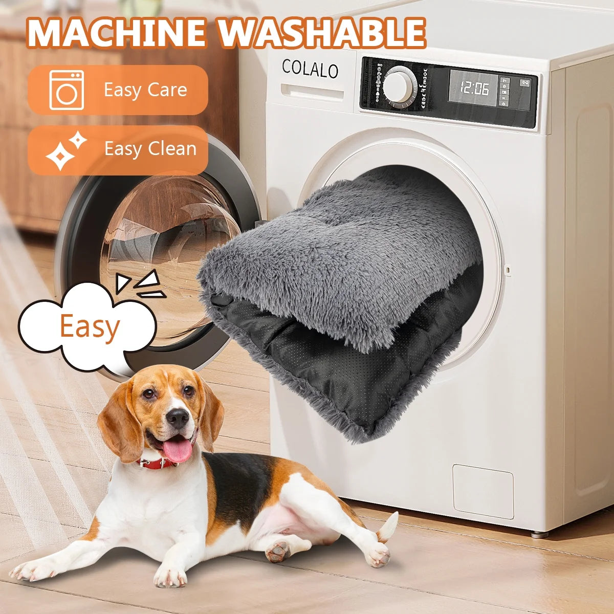 Large Dog Bed, Plush Fluffy Dog Cage Bed up to 65Lb, Orthopedic Dog Bed Washable Dog Mat with Non Slip Bottom for Large and Medium Dogs, Soft Plush Dog Crate Bed , 36